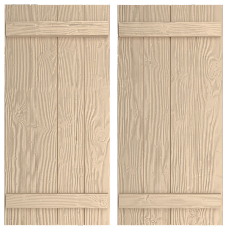 Rustic 4 Board Joined B-N-B Faux Wood Shutters, Sandblasted, 22x42"