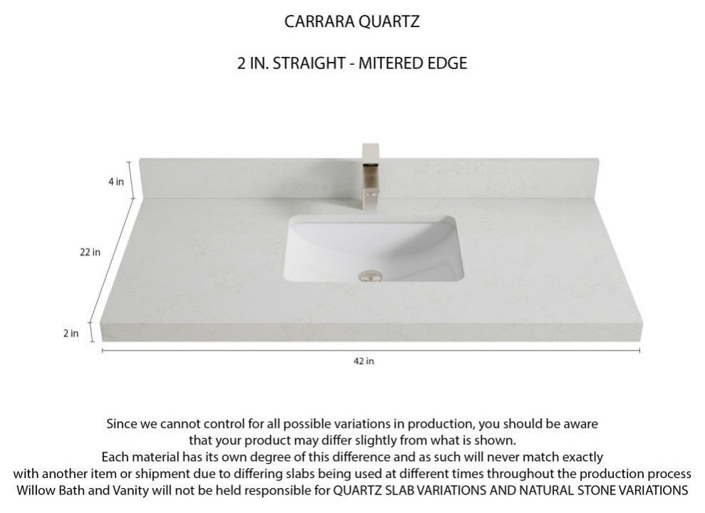 Elizabeth 42 Single Sink Bath Vanity in Light Natural Teak 2" Carrara Quartz