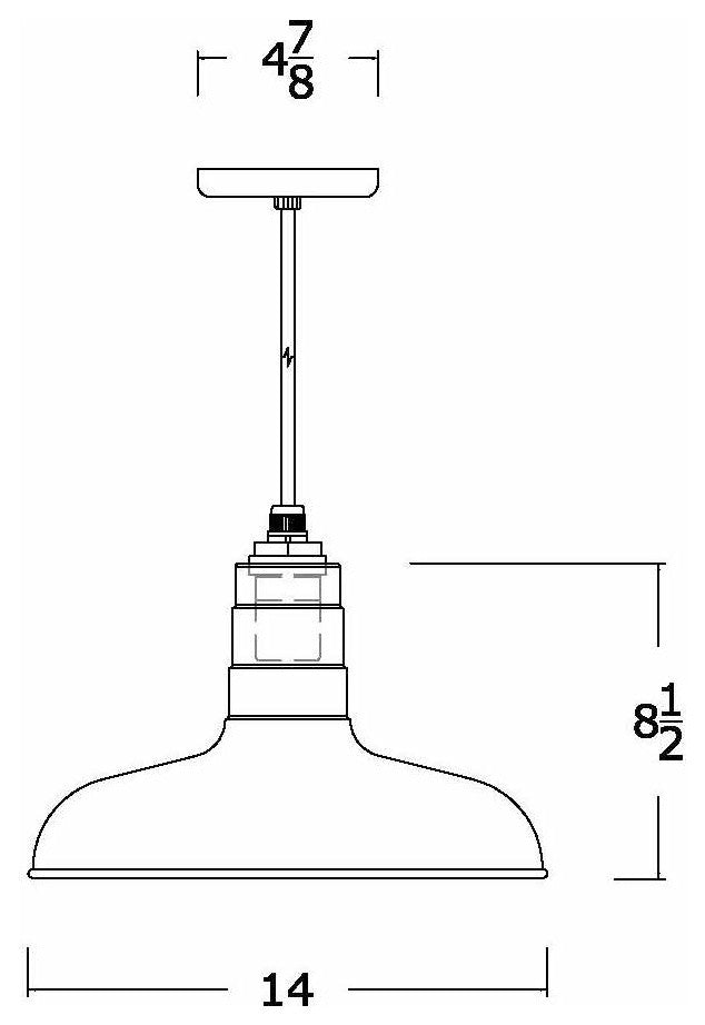 Classic Steel Powder Coated Pendant, American Made, Red, 14 Inch, White Cord