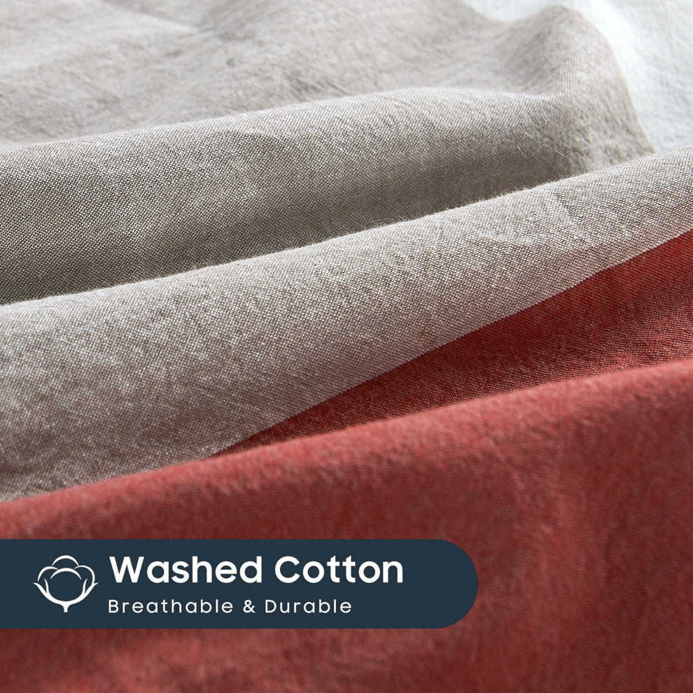 Buffalo Washed Cotton 3-Piece Duvet Set, Cherry, Queen