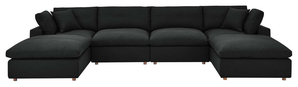 Modular Sectional Deep Sofa Set, Black, Fabric, Modern, Lounge Cafe Hospitality