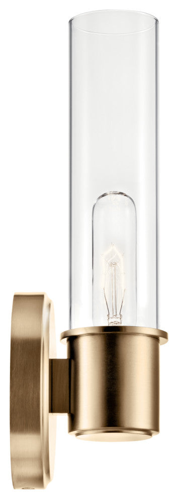 Aviv 13" 1 Light Wall Sconce With Clear Glass, Champagne Bronze