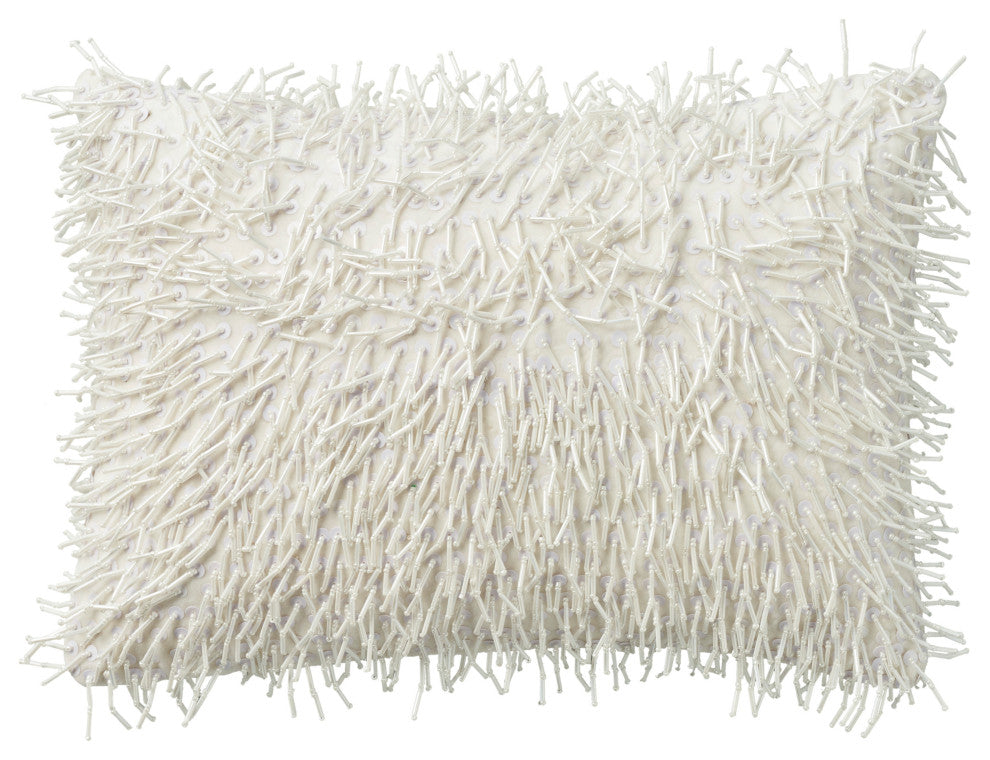 Nourison Home 10"x14" Mina Victory Sofia Beaded Tassels White Throw Pillows
