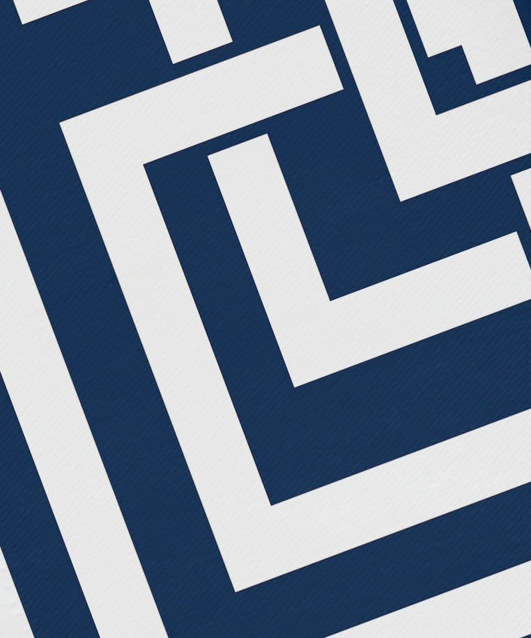 19"x19" Greek New Key, Geometric Print Napkins, Set of 4, Navy Blue