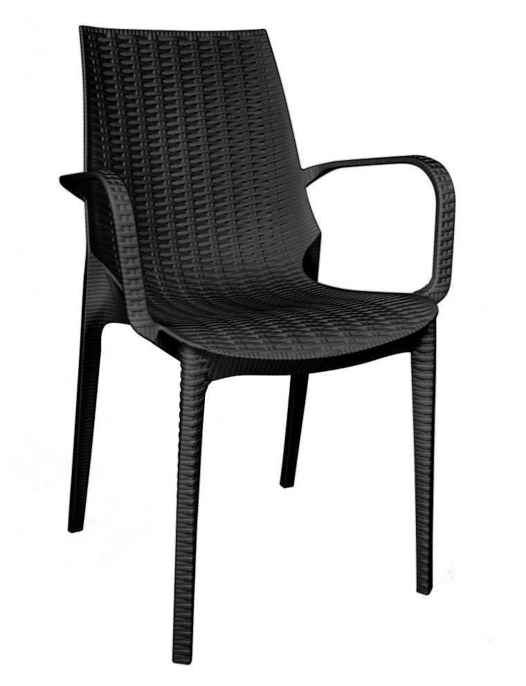 LeisureMod Kent 7-Piece Dining Set with 4 Side Chairs 2 Arm Chairs, Black