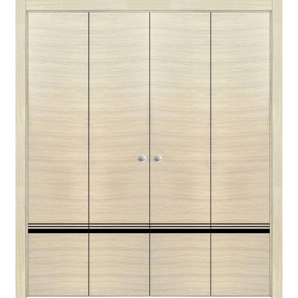Double Bi-fold Doors | Planum 0012 Natural Veneer with  | Sturdy Tracks