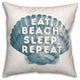 Eat Sleep Beach Repeat 18 x 18 Spun Poly Pillow