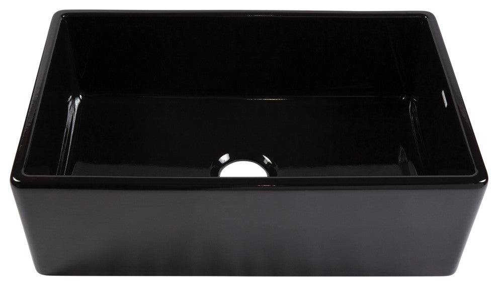 Austen Gloss Black Fireclay 30" Single Bowl Farmhouse Undermount Kitchen Sink