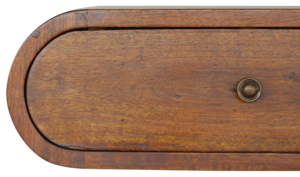 Wall Mounted Round Chestnut Nightsand