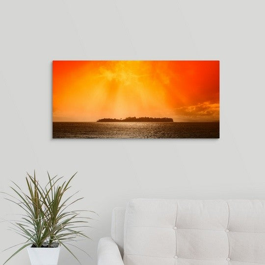 "Satellite Island II" Wrapped Canvas Art Print, 30"x14"x1.5"