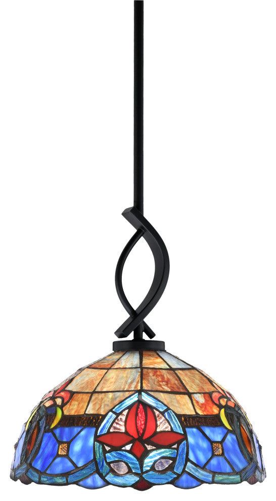 Cavella 1 Light Stem Mini Pendant, Matte Black Finish, 12" Sierra Art Glass