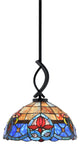 Cavella 1 Light Stem Mini Pendant, Matte Black Finish, 12" Sierra Art Glass