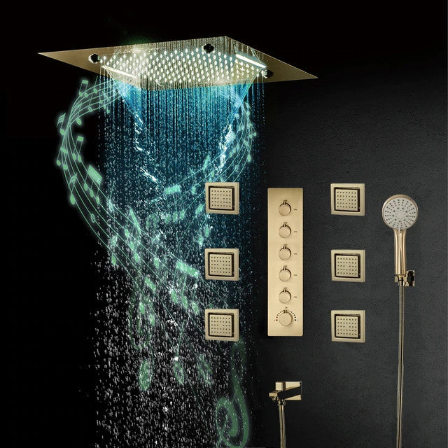 Remote Controlled Rainfall Led Shower System, Style 4- Touch Panel Light