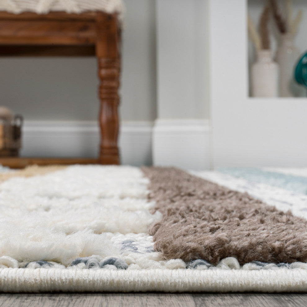 Faiza Moroccan Striped Geometric High-Low Runner Rug, 4 X 6