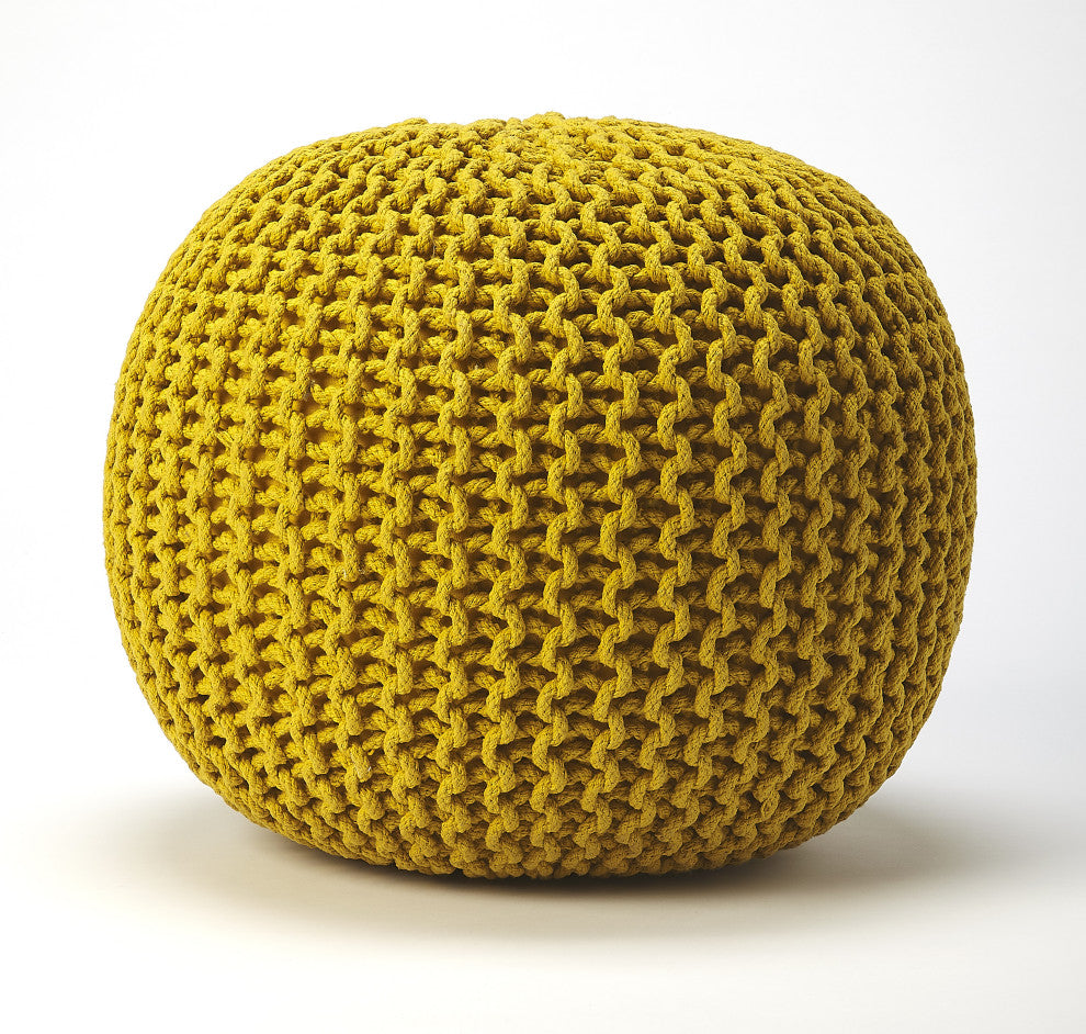 BUTLER PINCUSHION YELLOW WOVEN POUFFE