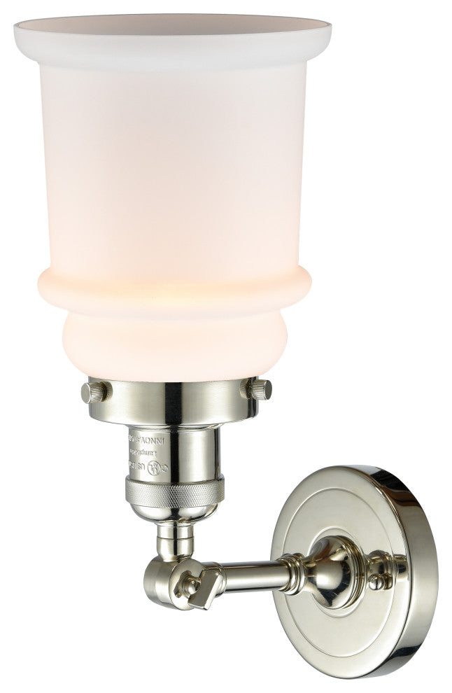 Canton 1-Light Sconce, Polished Nickel, Matte White