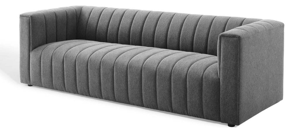 Tufted Sofa, Fabric, Dark Gray, Modern, Living Lounge Hotel Hospitality