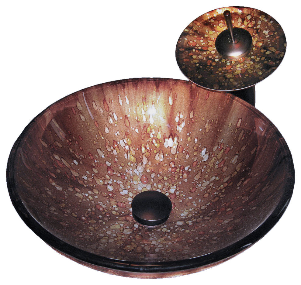 Distorto Glass Vessel Sink Set, Oil Rubbed Bronze