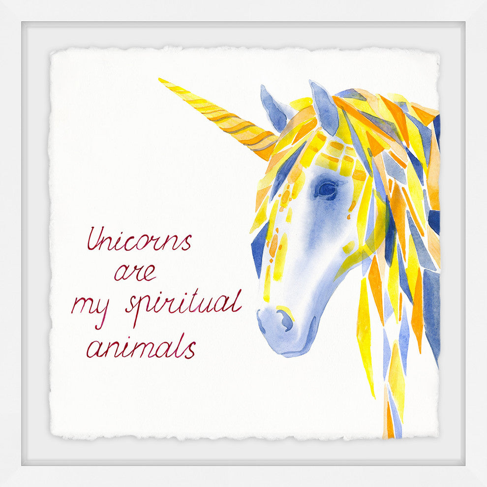 "Unicorns Are Spiritual II" Framed Painting Print, 32"x32"