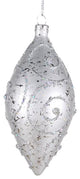 5" Silver Teardrop Ornament With Silver Glitter