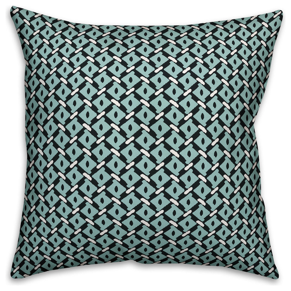 Whimsical Diamond Pattern, Blue Throw Pillow Cover, 20"x20"