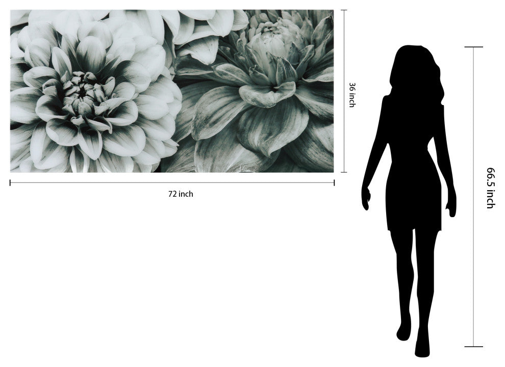 "Blossoms" Flower Wall Art Frameless Free Floating Tempered Glass