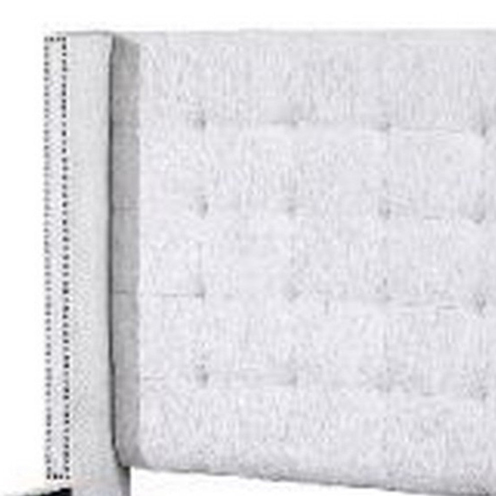 Benzara BM266524 Eastern King Bed With Fabric Upholstery and Tufting, Beige