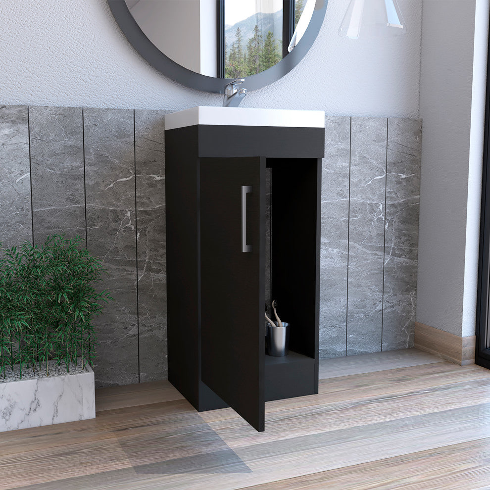 DEPOT E-SHOP Sevilla Bathroom Vanity Sink with Metal Handles, Black