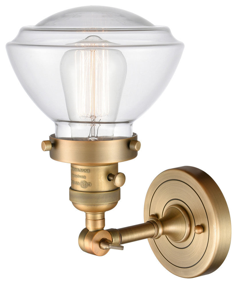 Olean 1-Light Sconce, Brushed Brass, Clear
