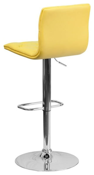 Estella Abby Mid-Back Tufted Yellow Vinyl Adjustable Barstool, Swivel