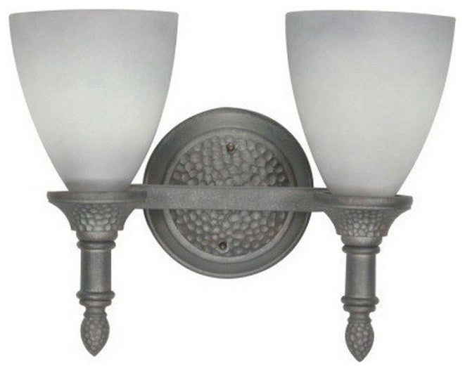 Pumice Stone and Gray Mist Glass 2-Light Bath Wall