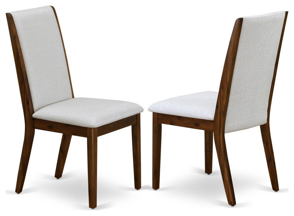3Pc Table, Chairs Dining Set, 2 Grey Kitchen and Dining Chairs, Acacia Walnut