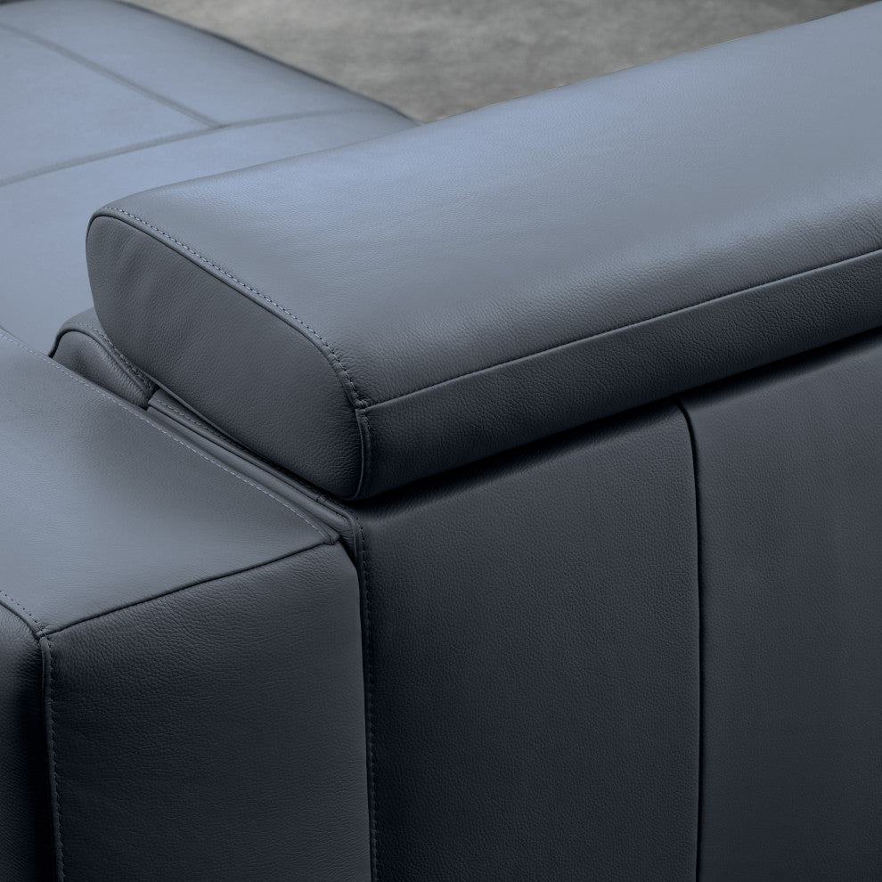 Claudius Leather 4pc Sectional With Power Seats and Adjustable Headrests