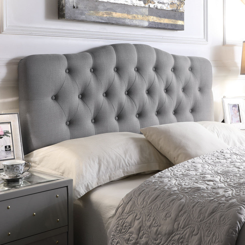 Charlotte Upholstered Panel Headboard, Gray, Twin