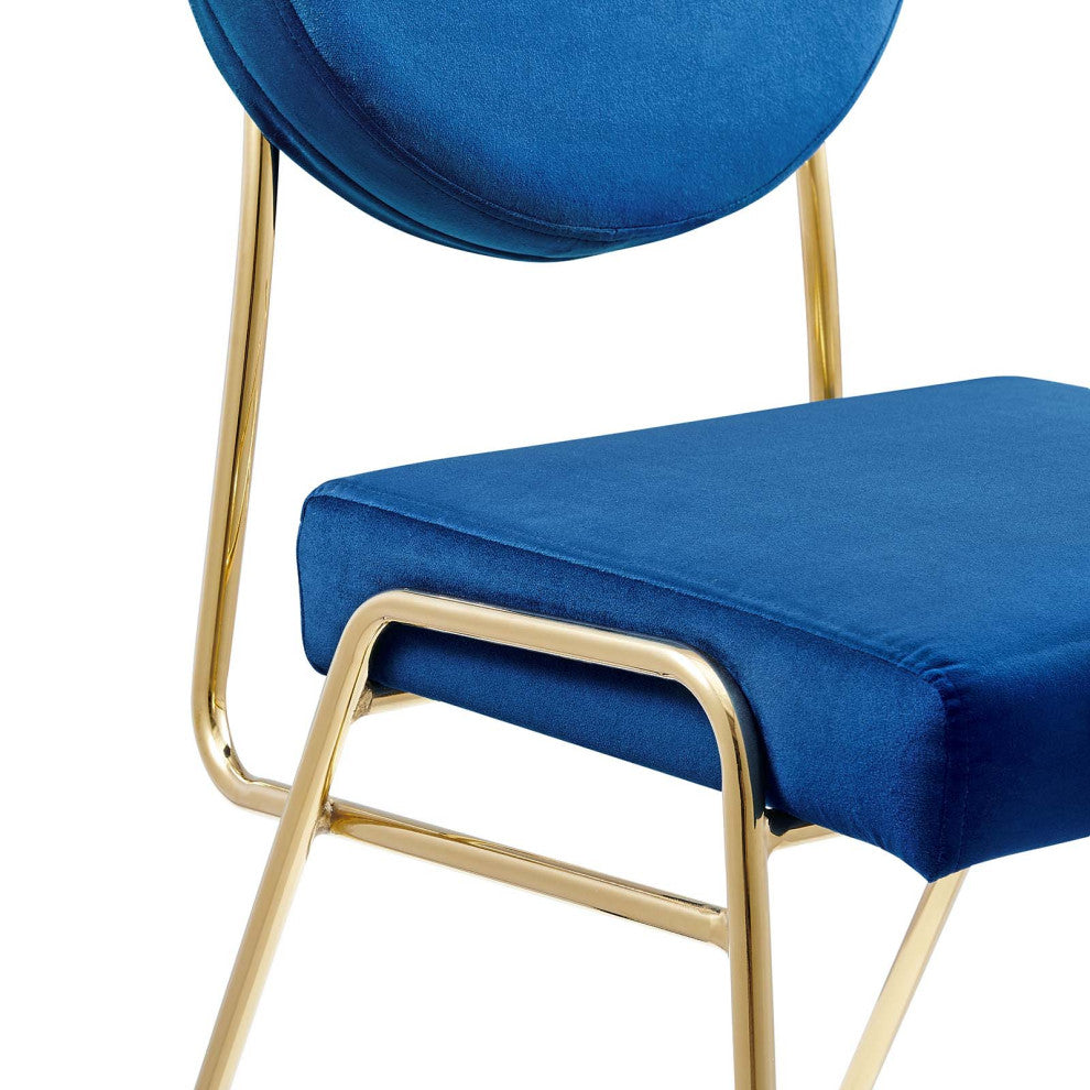 Craft Performance Velvet Dining Side Chairs, Set of 2, Gold Navy