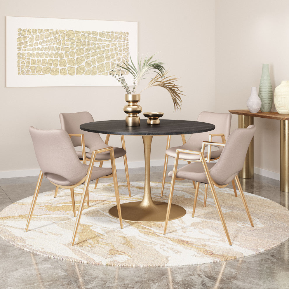 Desi Dining Chair, Set of 2 Beige/Gold