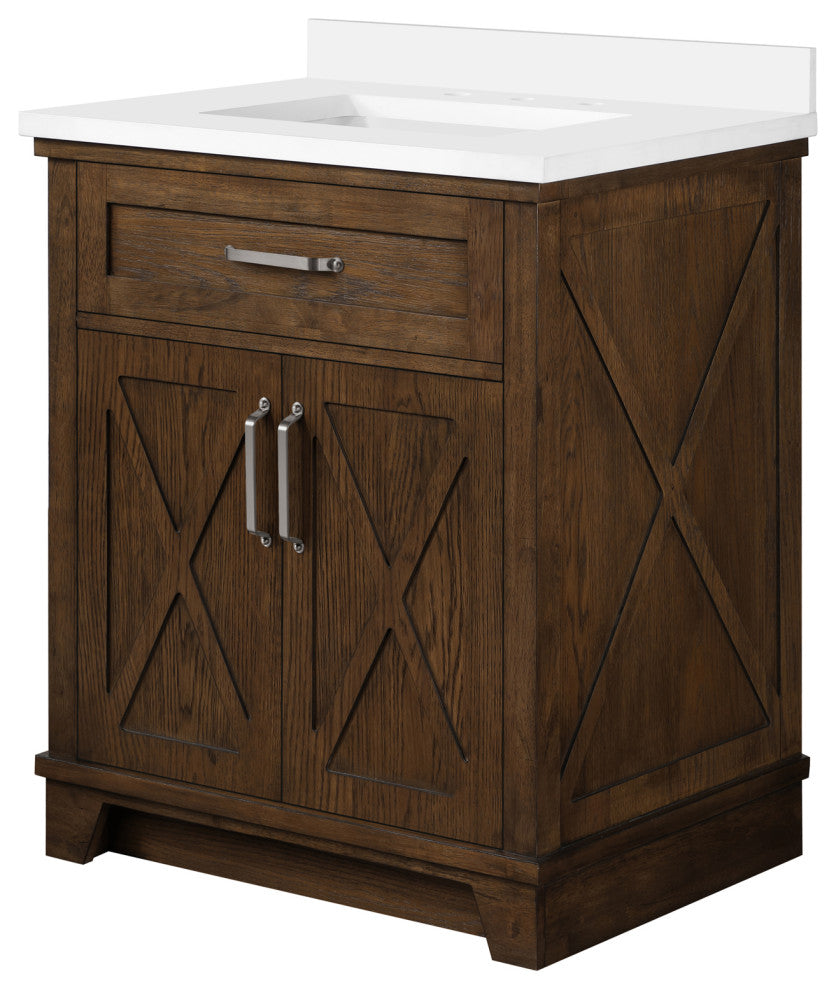 Ove Decors Ollie 30" Single Sink Vanity, Antique Coffee With Ash Hardware