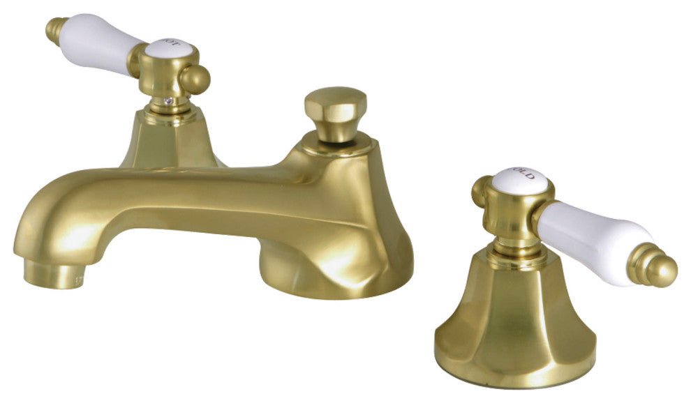 Kingston Brass Widespread Bathroom Faucet With Brass Pop-Up, Brushed Brass