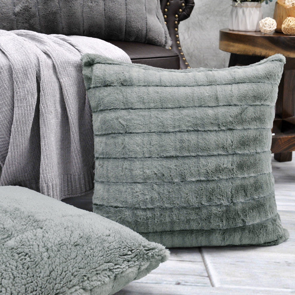 Super Mink Throw Pillow Covers, Set of 4, Silver Grey, 20''x20''