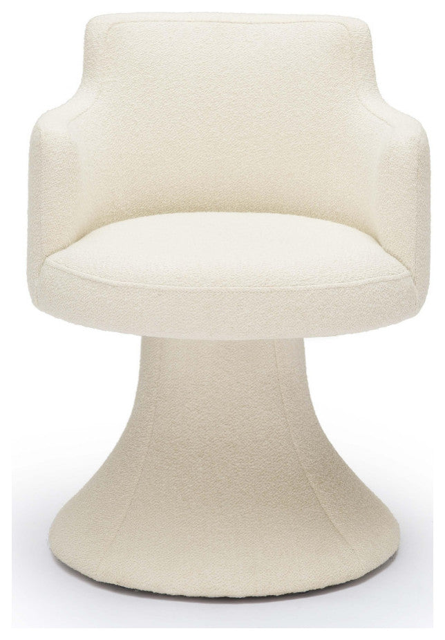 Jeffree Cream Performance Boucle Swivel Dining Chair