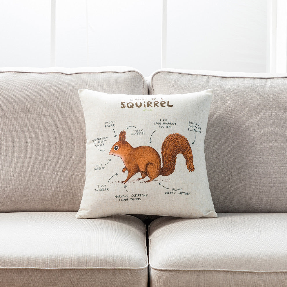 Farmhouse Animals Throw Pillow, Set of 2, Squirrel