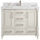 Aberdeen 42" Single Sink Bath Vanity, Alabaster 2" Viola Brown