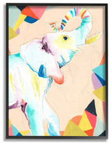 Colorful Abstract Elephant Animal Rainbow Drawing, 11"x14"