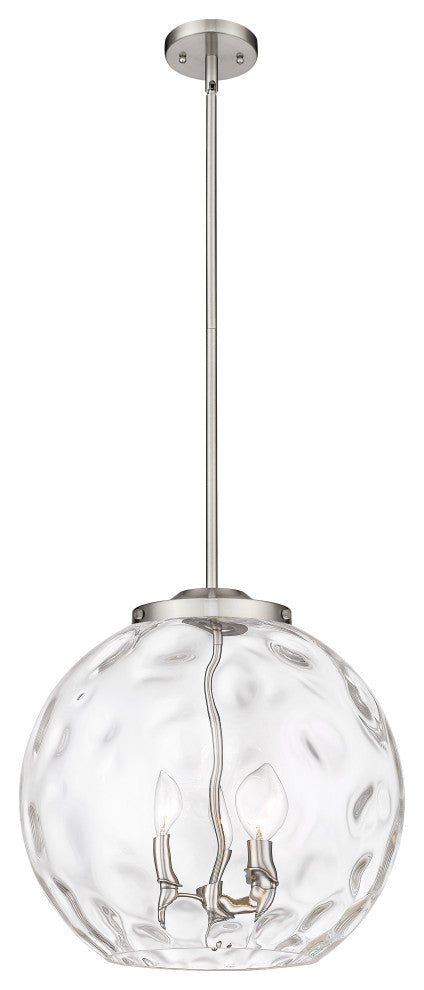 Athens Water Glass Pendant, Brushed Satin Nickel, Clear Water Glass