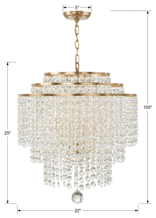 Gabrielle Six Light Chandelier in Antique Gold