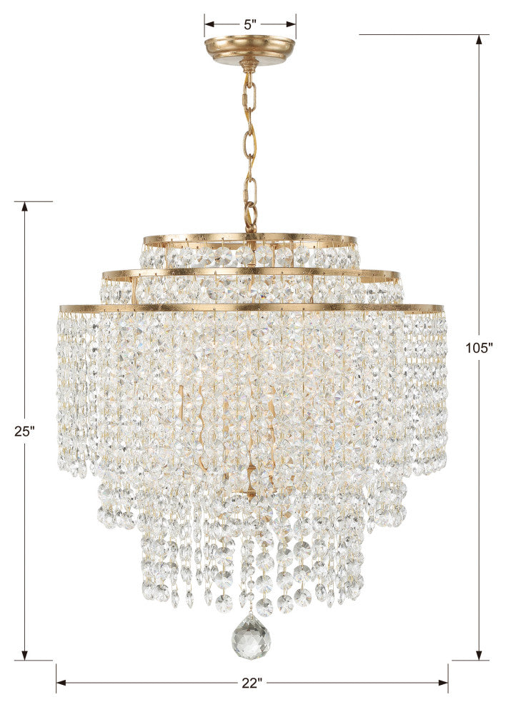 Gabrielle Six Light Chandelier in Antique Gold