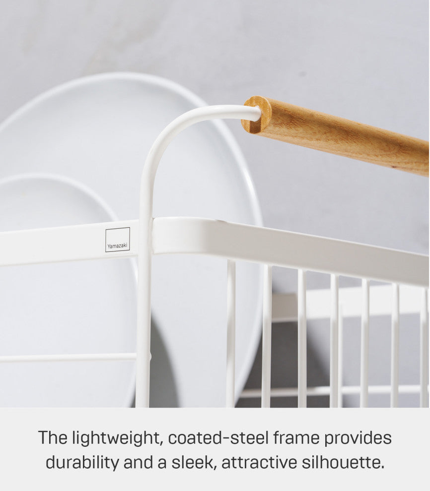 Yamazaki Home Dish Rack, Steel + Wood, Holds 22 lbs