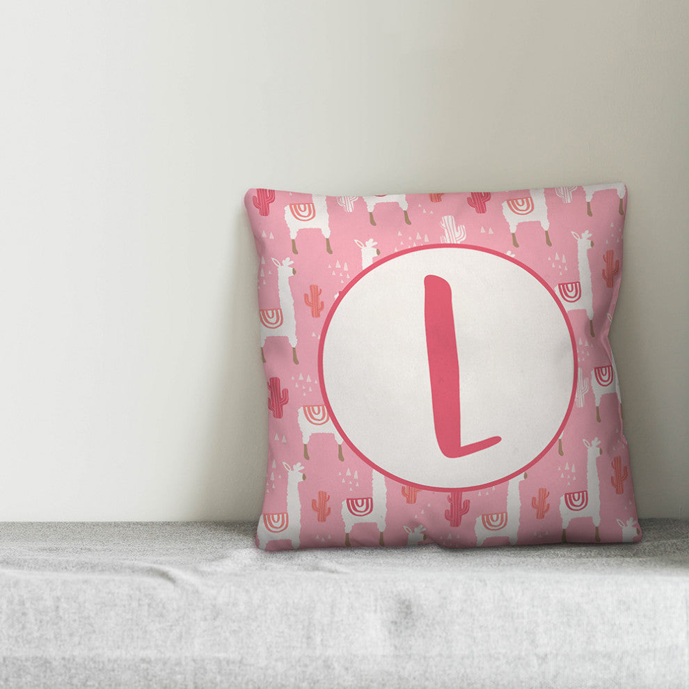 Monogram Lllama Pattern - L 16x16 Spun Poly Pillow