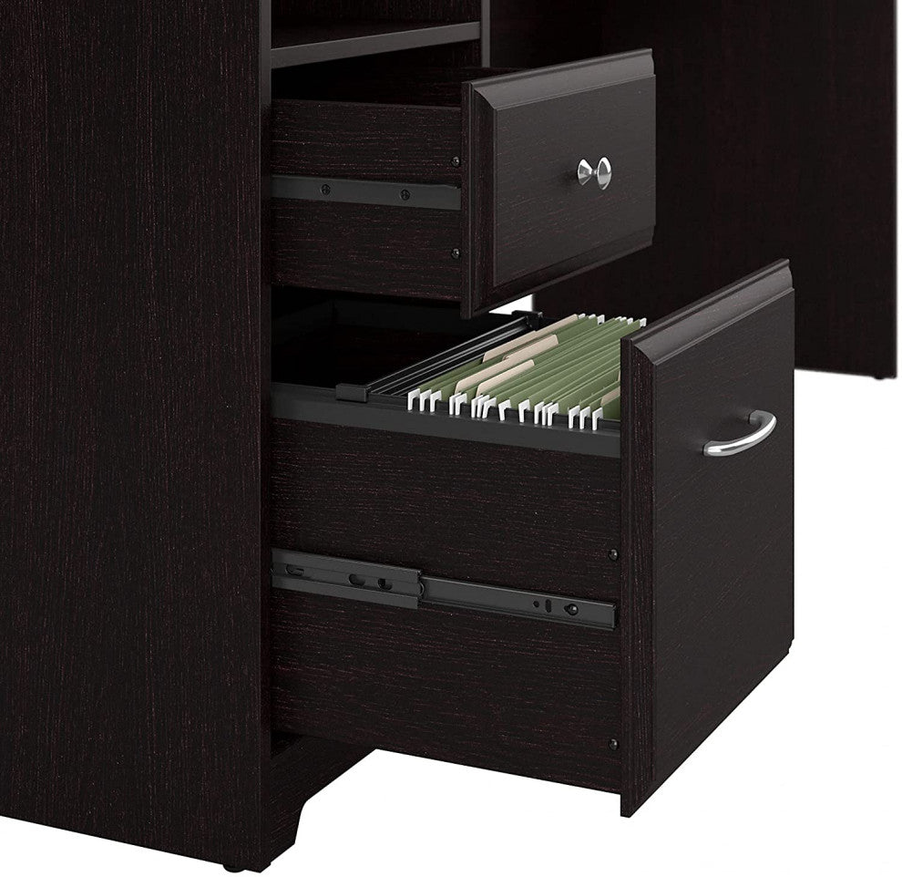 Classic Desk, Rectangular Top With File Drawer & Extra Open Cubby, Espresso Oak