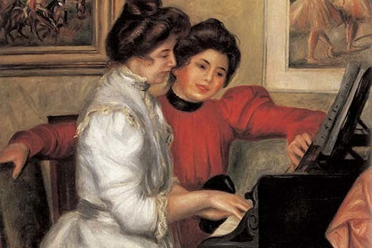 Yvonne and Christine Lerolle at the Piano - Framed Paper Poster 20" x 30"